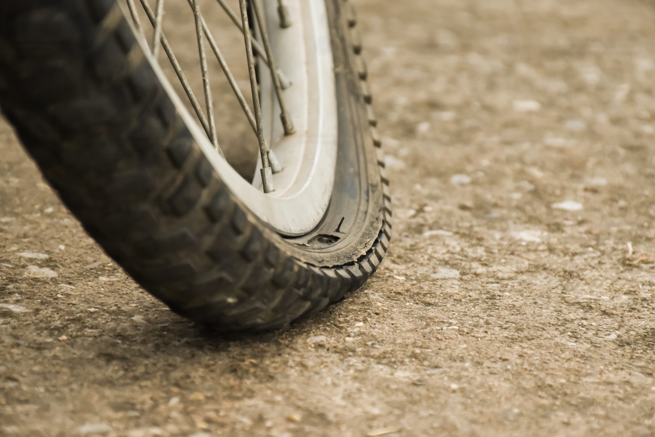 Flat tire on a bike